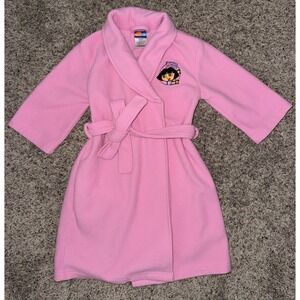 Dora Girls Robe House Coat Y2K Pink Dora the Explorer Hooded Size 3T